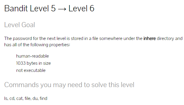 CTF Bandit Level 5 → Level 6 강좌