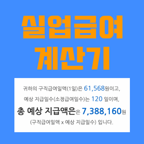 실업 수당 금액 계산기 결과