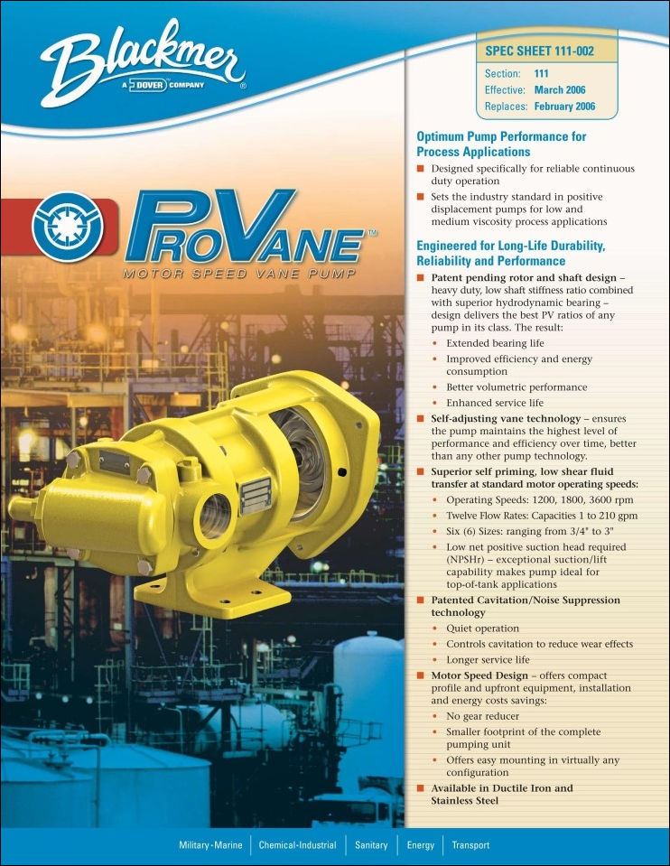  블랙머 베인 펌프, BLACKMER VANE PUMP, 펌펙스테크(PUMPEXTECH), PVS 시리즈, 031) 611-3396