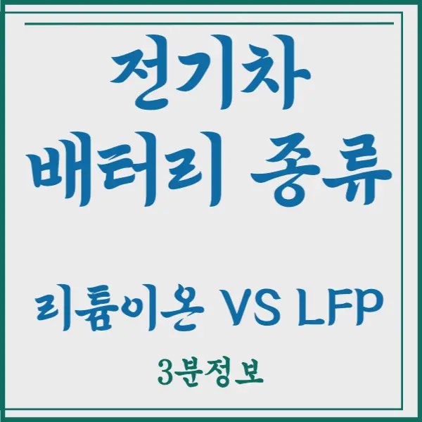 전기차 배터리 종류 장단점 비교 (리튬이온배터리 vs LFP배터리)