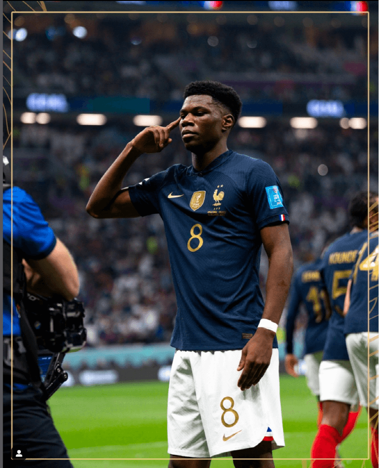 2022 카타르월드컵 8강 잉글랜드전 선제골을 넣은 프랑스의 추아메니(출처: 프랑스 국대 인스타)