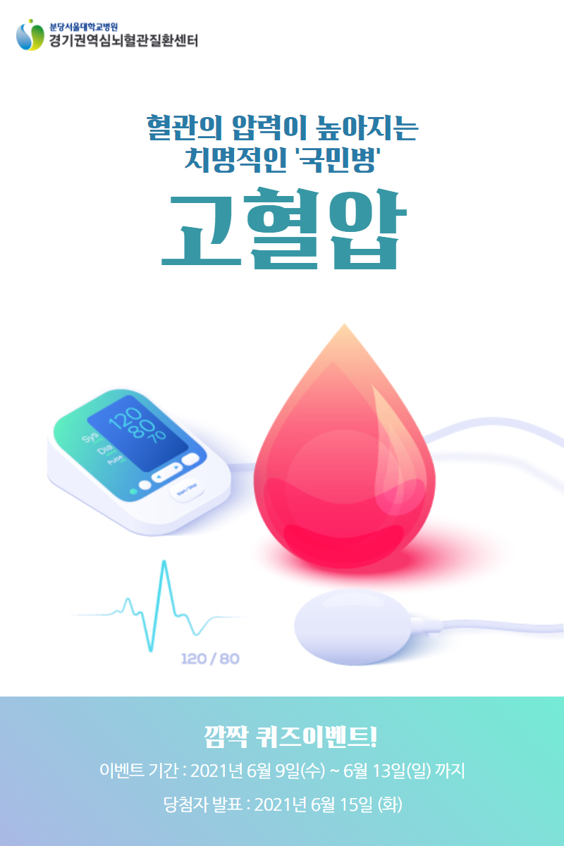  [~6/13] 경기권역심뇌혈관질환센터 '고혈압' 퀴즈 이벤트