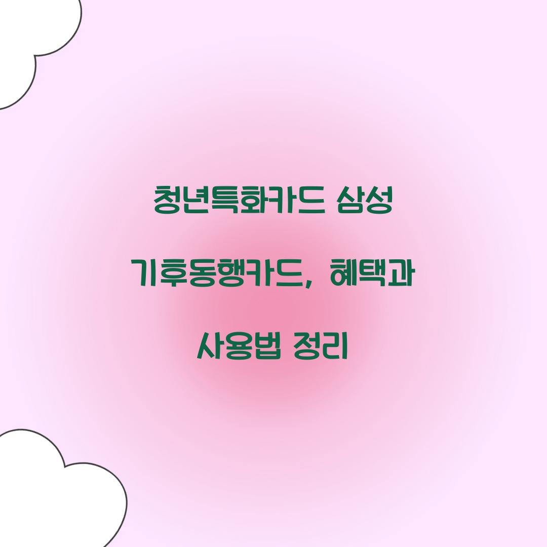 청년특화카드 삼성 기후동행카드