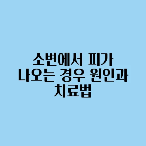 소변에서 피가 나오는 경우 원인과 치료법