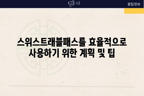 스위스트래블패스를 효율적으로 사용하기 위한 계획 및 팁