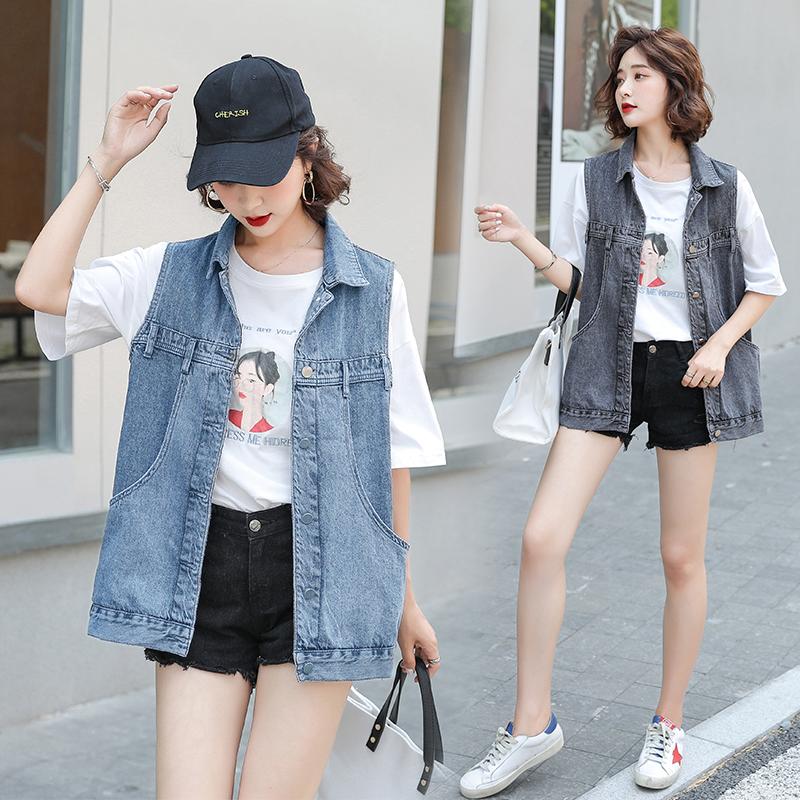 여성 청조끼 데님 루즈핏 민소매