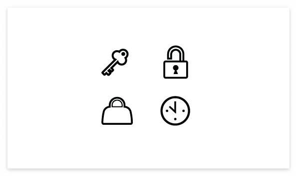 Free Icon vector source : Key, Rock, Tote bag, Clock