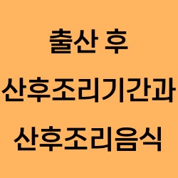  출산 후 산후조리 기간과 산후조리 음식