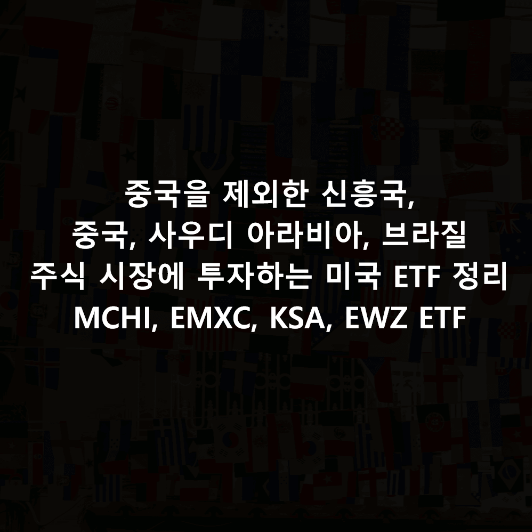 중국을 제외한 신흥국&#44; 중국&#44; 사우디 아라비아&#44; 브라질 주식 시장에 투자하는 미국 ETF 정리 ( MCHI&#44; EMXC&#44; KSA&#44; EWZ ETF )