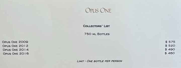 Opus-One-가격-Price-List