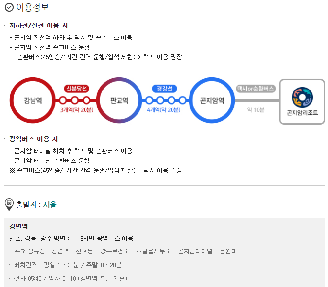  2019~2020 스키장 개장일, 셔틀버스 확인