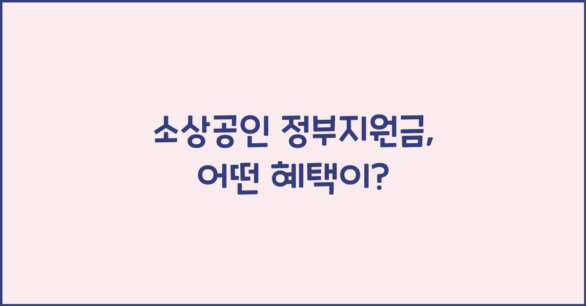 소상공인 정부지원금