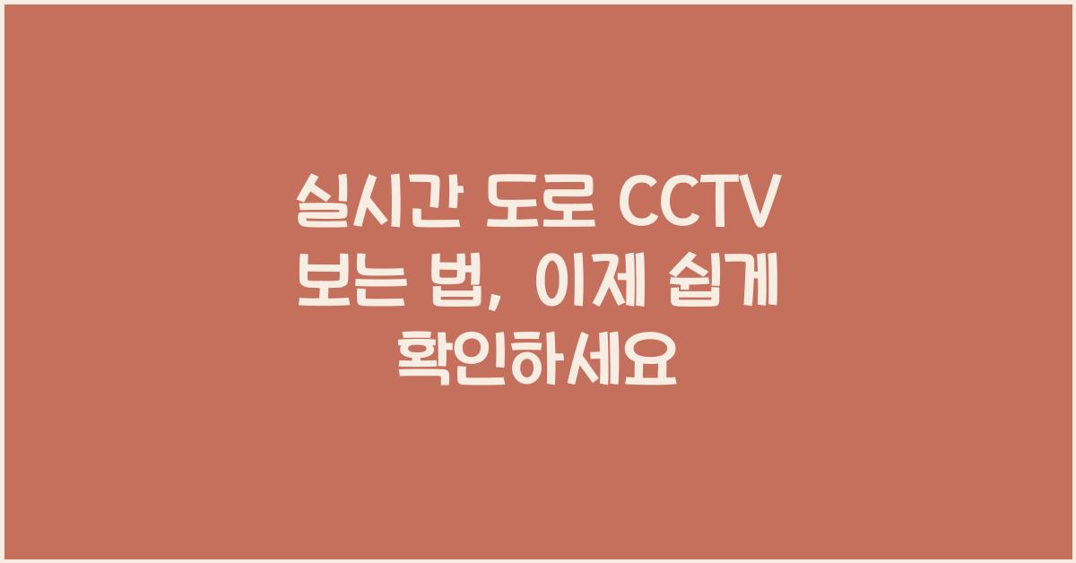실시간 도로 cctv 보는 법