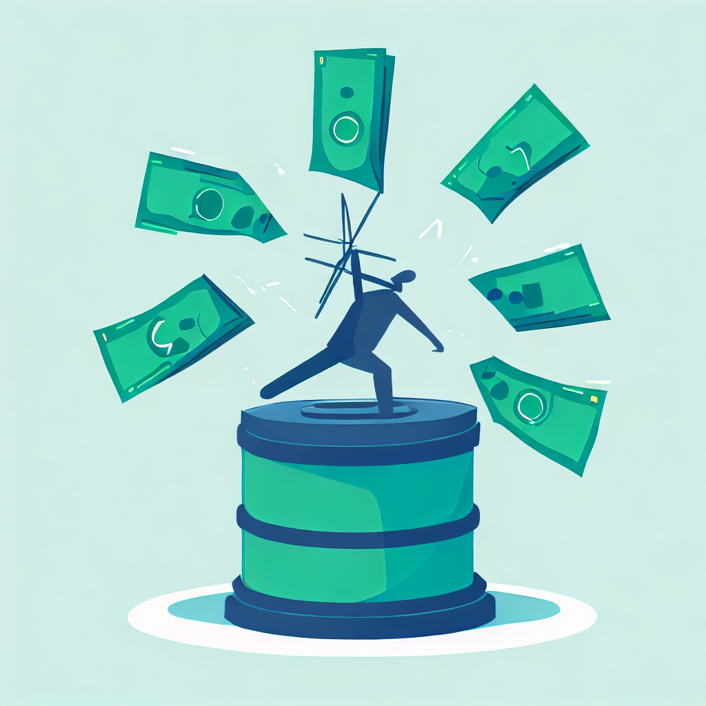 vector style image of a person spinning a windmill made of savings accounts