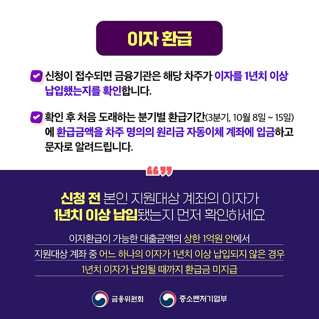 중소금융권 금융비용 지원 신청조회 서비스