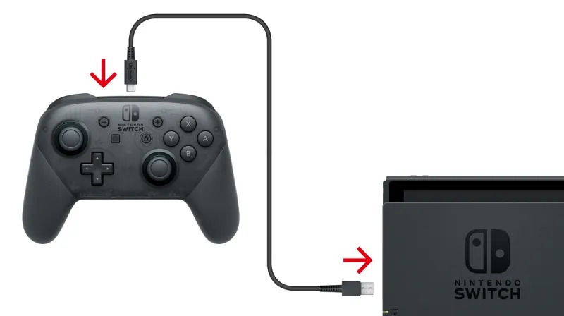 USB-C 케이블로 Switch Pro 컨트롤러를 연결하는 방법