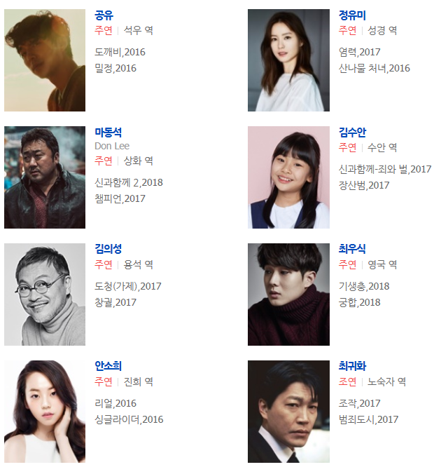 한국영화 부산행 등장인물
