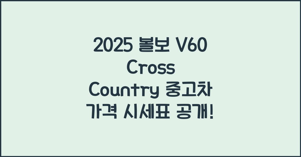 2025 볼보 V60 Cross Country 중고차 가격 시세표