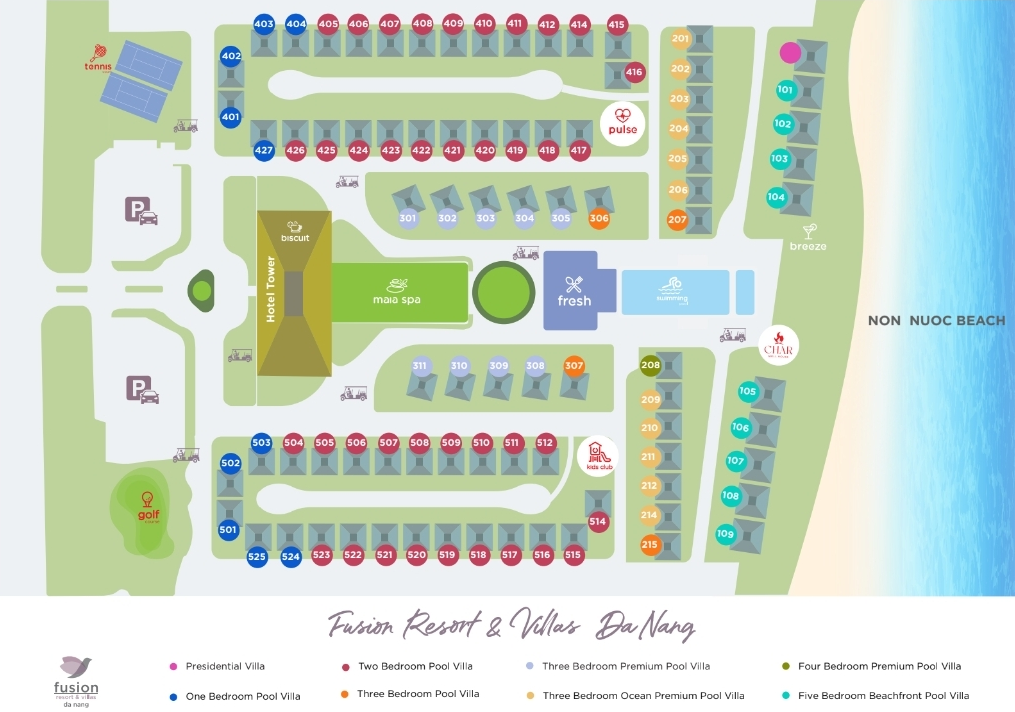 퓨전-리조트-앤-빌라스-내부-지도를-보여주는-그림