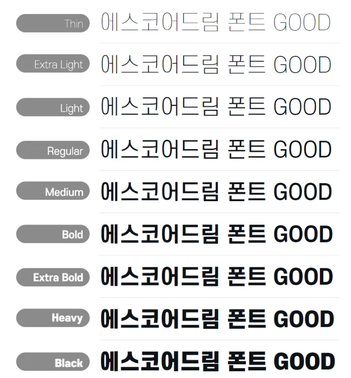 에스코어 드림&#44; s-core dream&#44; 에스코어 다운로드&#44; 무료폰트&#44; 상업용 무료