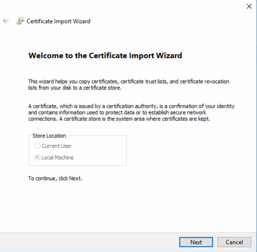 Certificate Import Wizard