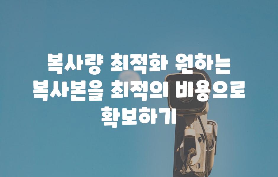 복사량 최적화 원하는 복사본을 최적의 비용으로 확보하기