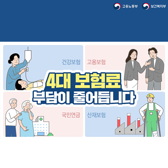  저소득층, 소상공인의 4대 보험료 부담을 덜어드립니다!