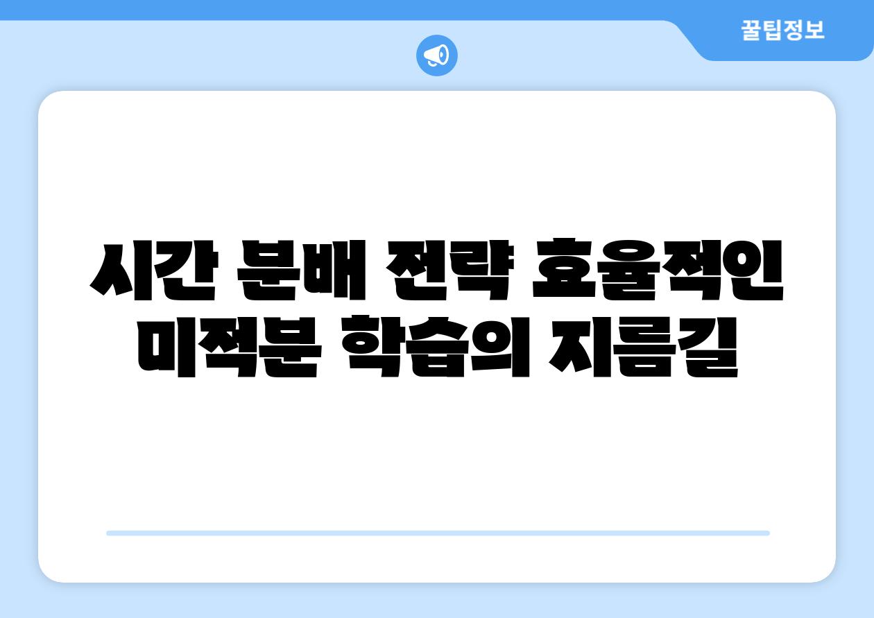 시간 분배 전략 효율적인 미적분 학습의 지름길