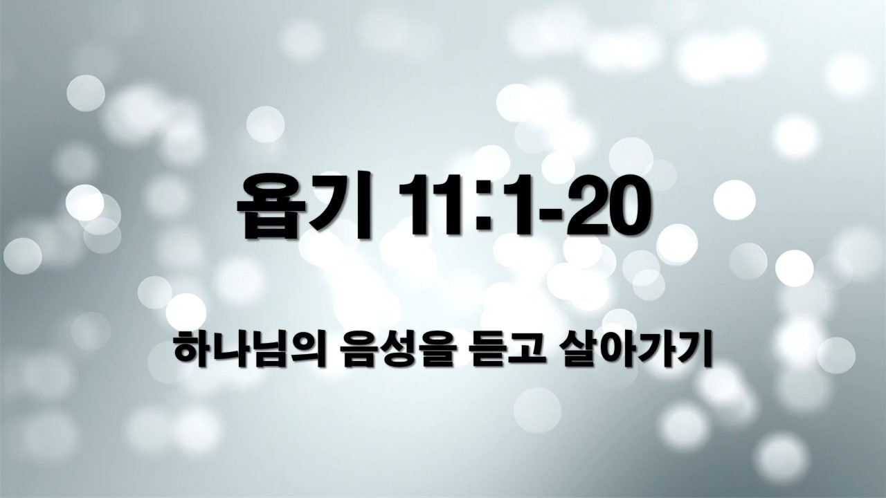  욥기 11:1-20, 하나님의 음성을 듣고 살아가기(찬361장) - 수요기도회