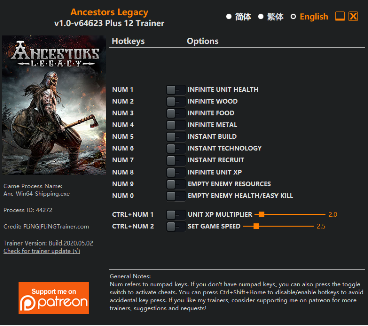  [트레이너] 한글판 엔세스터즈 레거시 최신 영문판 Ancestors Legacy v1.0-v64623 Plus 12 Trainer
