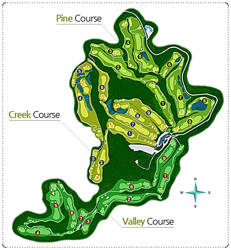 파인크리크CC 골프 코스 전체 조감도