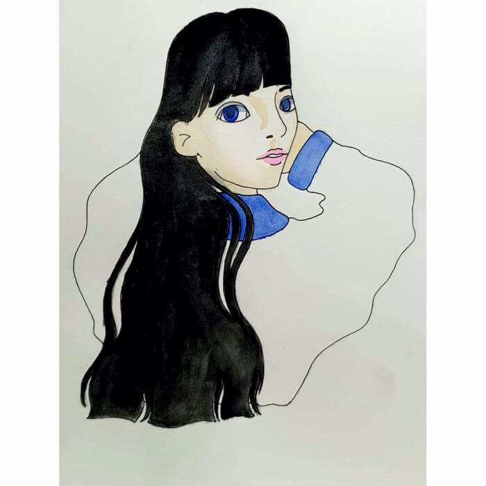  뒤돌아 보다 Turning Back 일러스트 그림 드로잉 2020 숨바꼭질