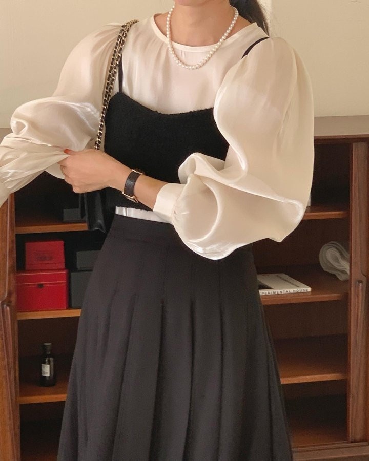 전컬러당일 런던레이스 샤이닝 블라우스