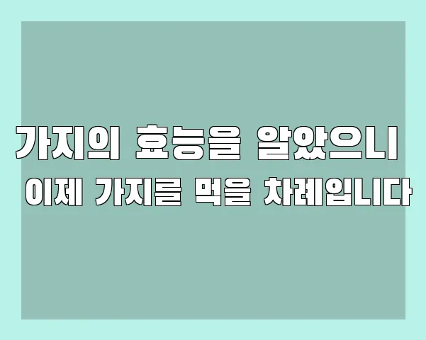 가지의 효능을 알았으니 이제 가지를 먹을 차례입니다