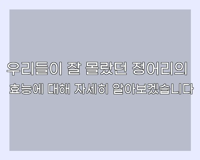 우리들이 잘 몰랐던 정어리의 효능에 대해 자세히 알아보겠습니다