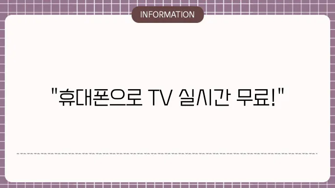 휴대폰 실시간무료 tv보기
