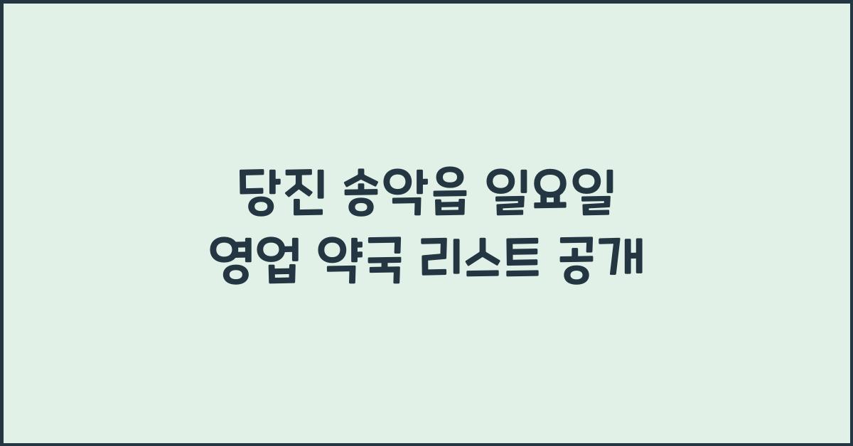 당진 송악읍 일요일 영업 약국
