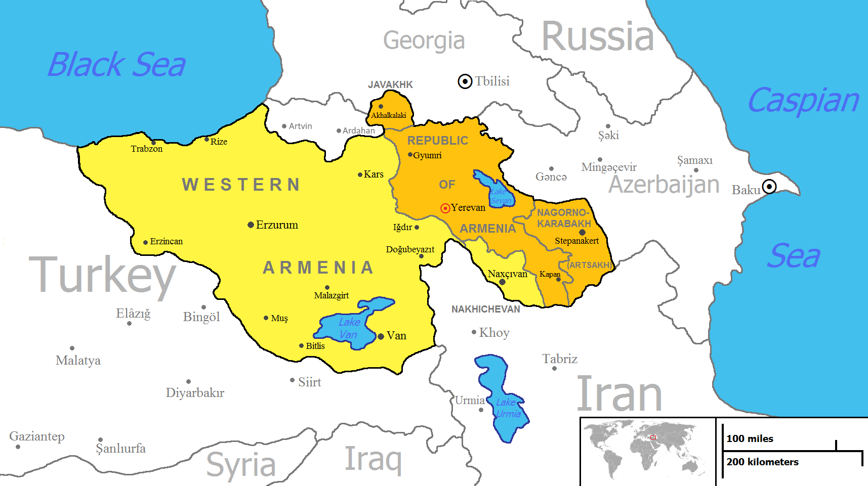 아르메니아 혁명 연맹이 정한 아르메니아 제1공화국 영토