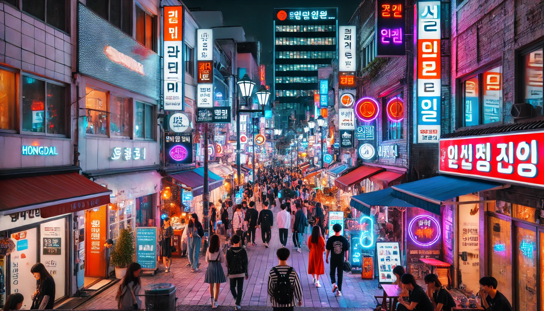 ai로 생성한 홍대밤거리 이미지