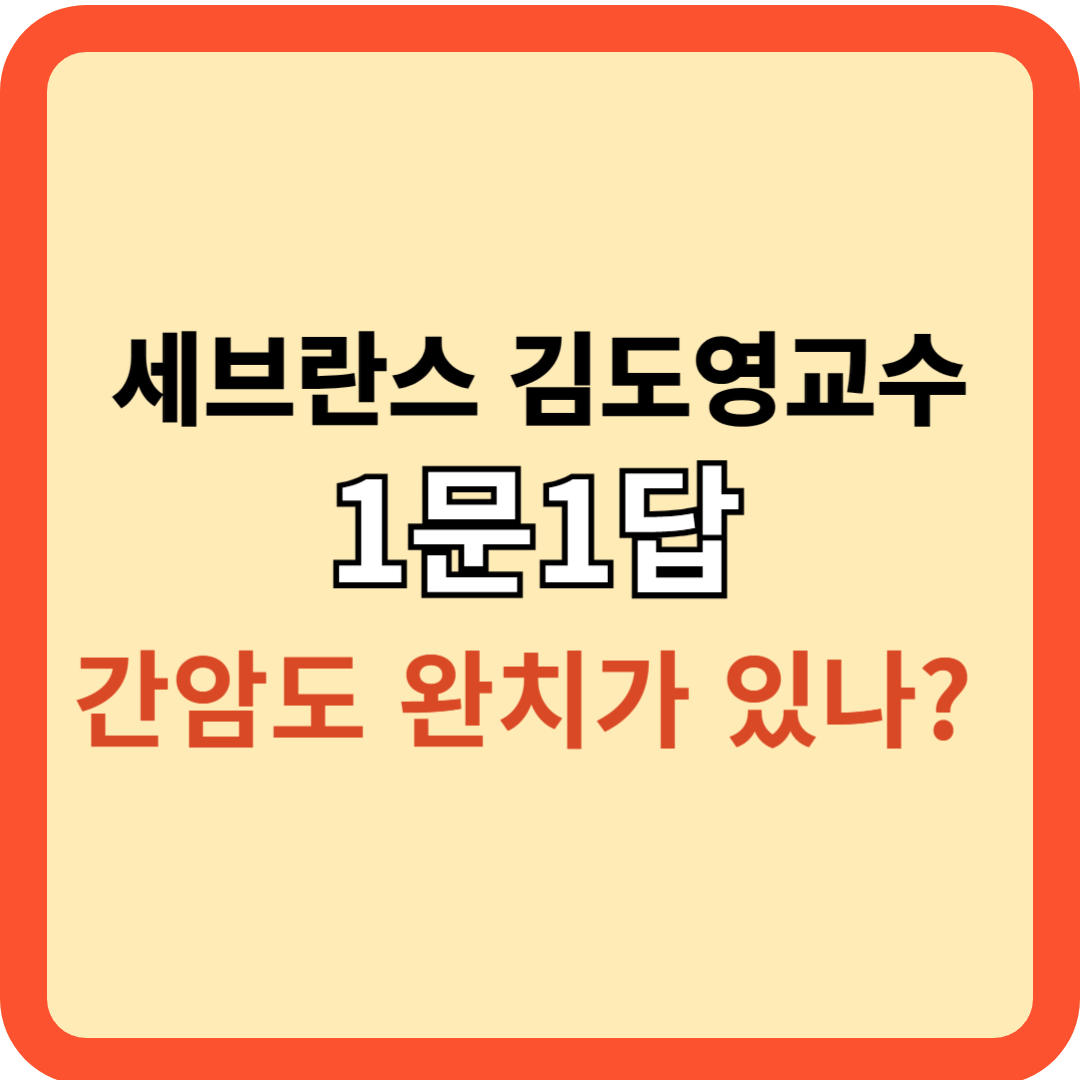 세브란스 김도영교수: 간암도 완치가 있나?(1문 1답)