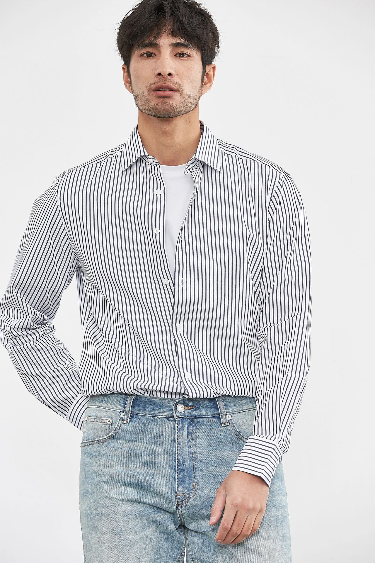  [ERMENEGILDO ZEGNA] 에르메네질도 제냐 스트라이프 코튼 셔츠