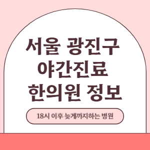 서울 광진구 야간진료 한의원 병원 (18시 이후 늦게까지하는 병원)