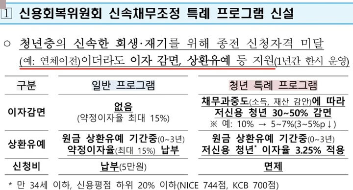 청년특례-채무제정제도-사진