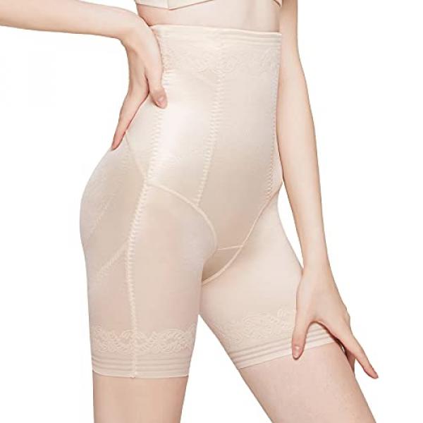 MERRIGE Shapewear for Womens Tummy Control High-Waist Panty Mid-Thigh Body Shaper Bodysuit-Nude-M
