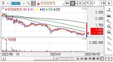 우진비앤지-주가차트
