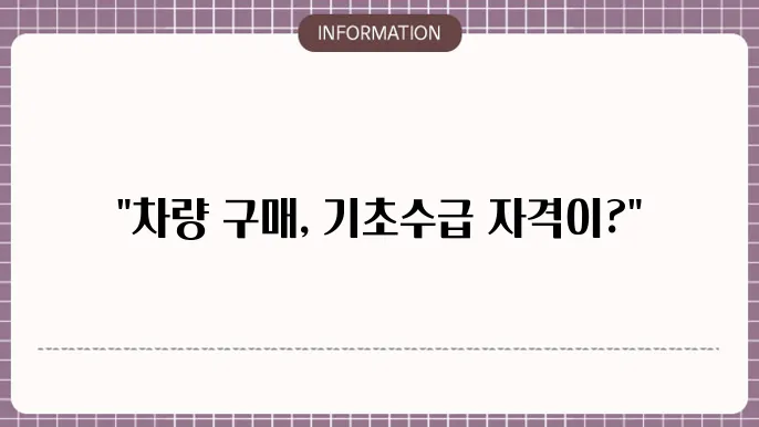 기초생활수급자 차량구입