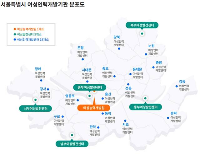 서울시 여성인력개발기관 분포