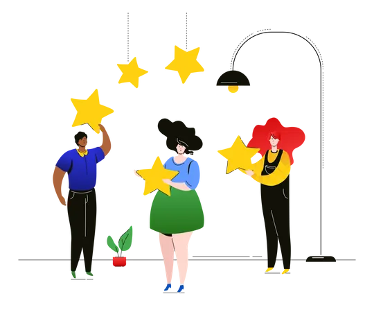 Business Partnership Illustration - people with a star on hands.
