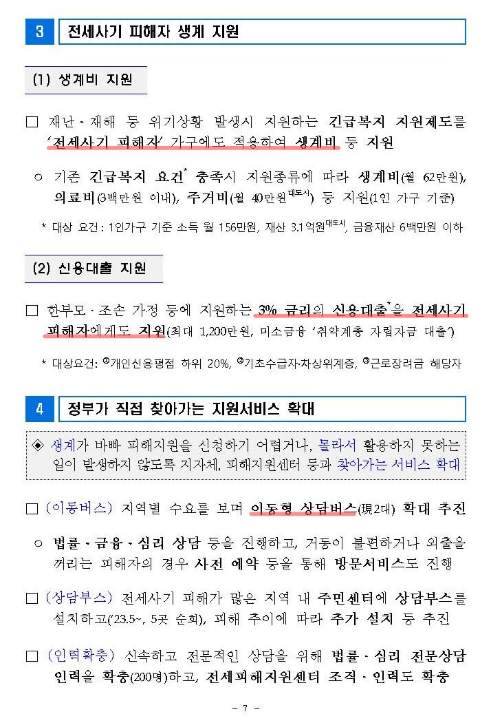 전세사기 피해자 지원 및 주거안정 방안 7
