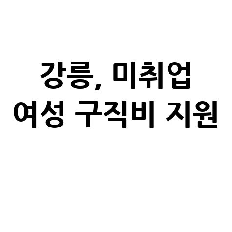강릉시 미취업 여성 최대 300만원 구직활동비 지원 신청방법